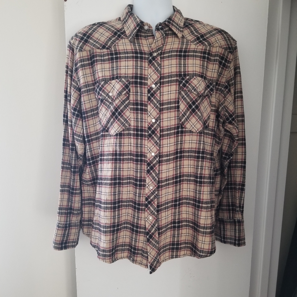 Wrangler Pearl Snap Flannel Western Shirt